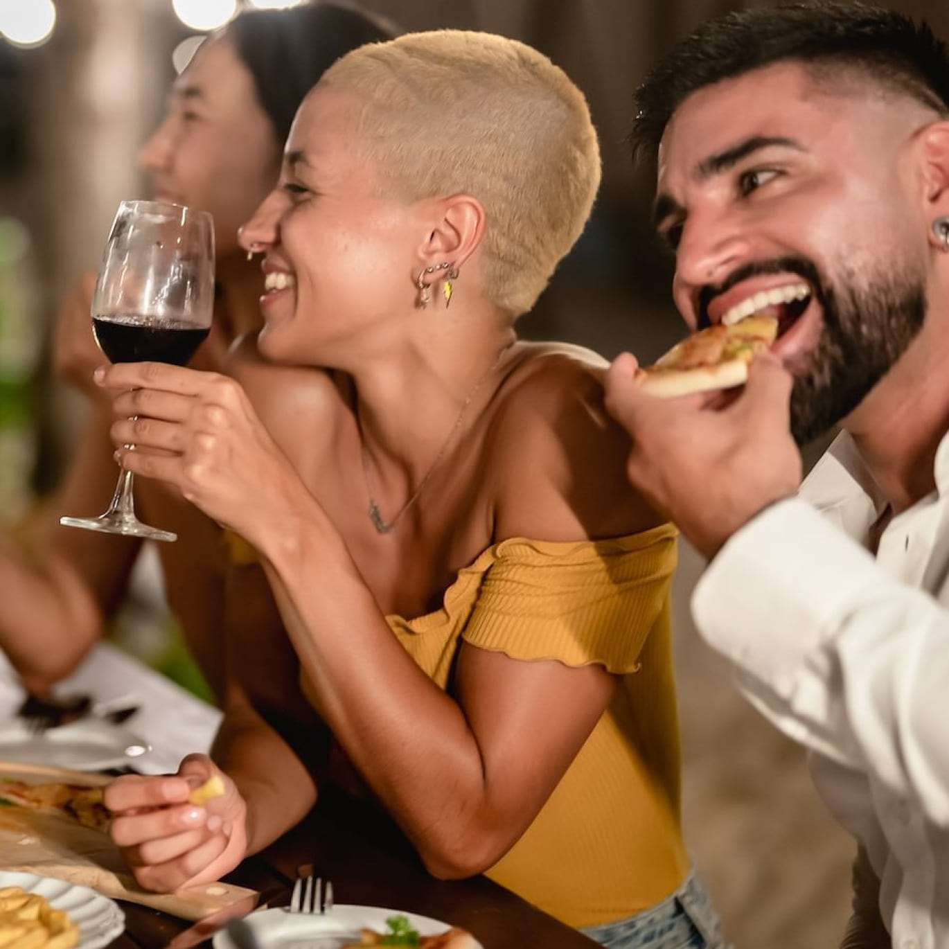 friends eating around a table