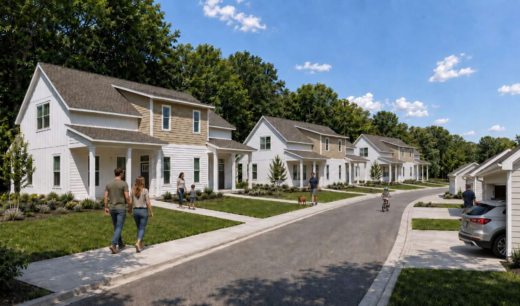 a row of home on a street