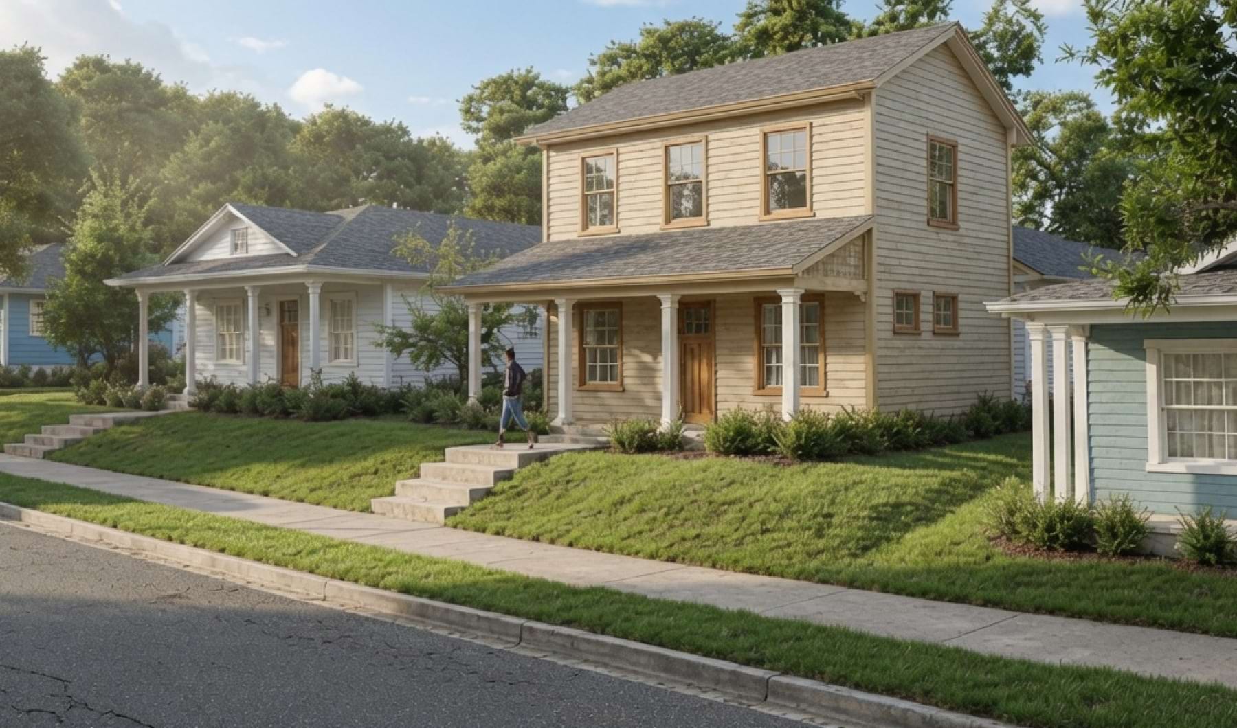 a row of homes on a street